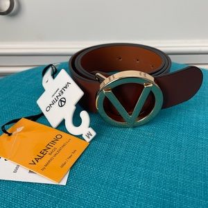 Valentino by Mario Valentino, Medium, 1.25'' Giusy SVE Logo Leather Belt